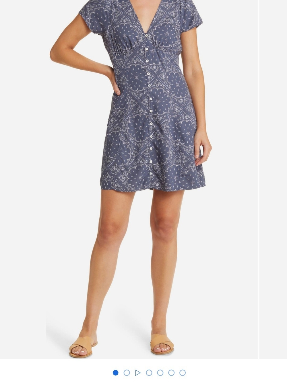 Madewell Blue Printed Button-Front Mini Dress